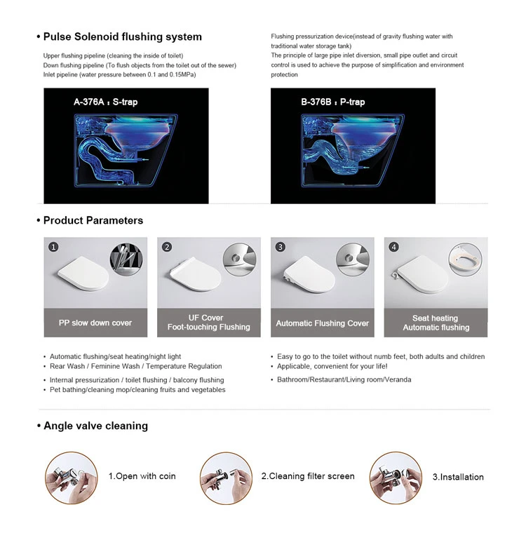 Pulse Solenoid Tankless Toilet Set Bathroom Toilet Bowl Sanitary Ware White Ceramic Wc Smart Toilet Without Water Tank